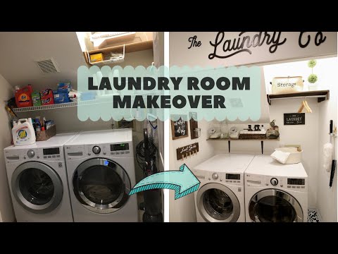 洗衣房大改造 | SMALL LAUNDRY ROOM MAKEOVER｜FARMHOUSE DECOR | 平价美式农舍风