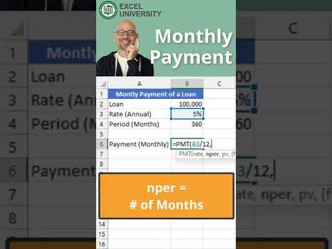 Excel PMT Function #shorts #excel #spreadsheet #exceltips