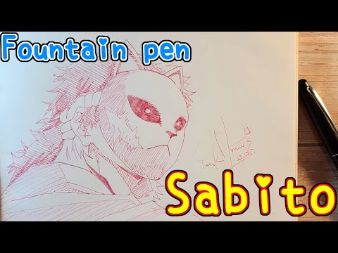 Drawing anime with fountain pen |Sabito |DemonSlayer |TenK Draws