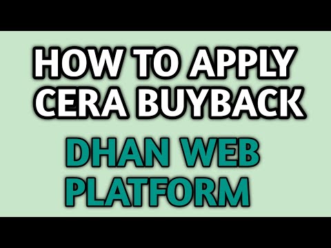 How To Apply Buyback of Shares | How To Apply For Share Buyback in Dhan | Cera Buyback