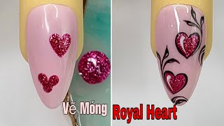 Royal Heart Nail Art Step-by-Step For Beginner 💖Vẽ Móng💅 New Nails Design 💝 New Nails