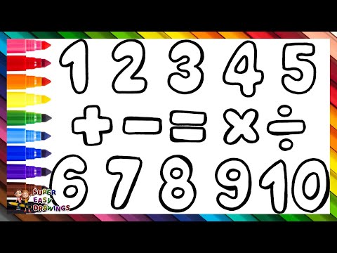 Draw and Color the Numbers and Math Symbols 1️⃣- 1️⃣0️⃣ ➕➖🟰✖️➗🌈 Drawings for Kids