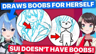 Suisei Draws Boobs For Herself, But Subaru Makes Her Flat (Hoshimachi Suisei / Hololive) [Eng Subs]