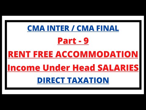 Rent Free Accommodation | Perquisites | Income under the head Salaries | Direct Taxation | CMA Inter