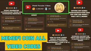 Memefi All Video Codes And Answer #memefivideocode #memeficoinvideocode #memeficombotoday #memefi