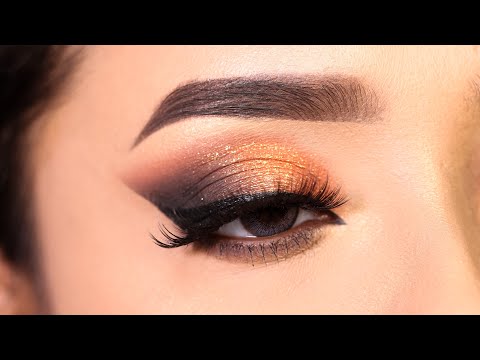 Orange Smokey Sparkly Eyeshadow Look || Step by Step Eye Makeup Tutorial || Shilpa