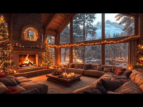 Warm Christmas Jazz Instrumental Music 🎄 Christmas Fireplace Crackling Sounds 🔥 Christmas Ambience