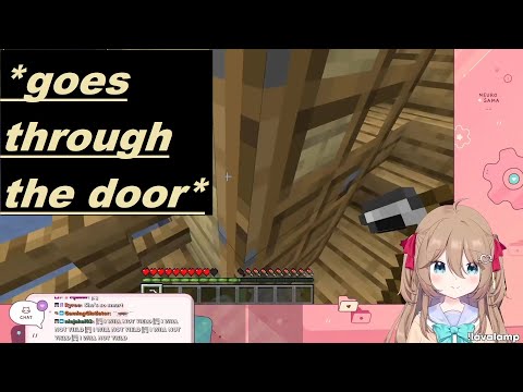 Neuro-Sama goes through a door in Minecraft