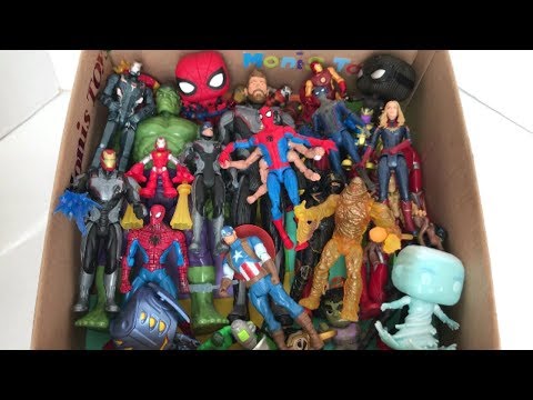 Box of Marvel Toys Iron-Man Spider-Man Captain America Thor Hulk Captain Marvel