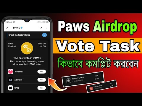 Paws Vote Task Complete in Bangla || Paws Airdrop Vote Task || Paws Mystery Quest Task Complete