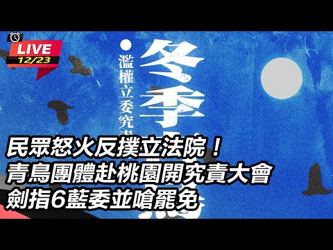 【直播完整版】民眾怒火反撲立法院！青鳥團體赴桃園開究責大會 劍指6藍委並嗆罷免