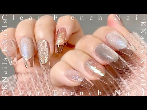 How to create transparent tips with nail extensions / Clear French nails / Winter /  Gel nails