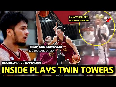 Pinahirapan ni Kai Sotto ang Kawasaki Inside Plays. Lamang ang Twin Towers ng Koshigaya. Highlights.