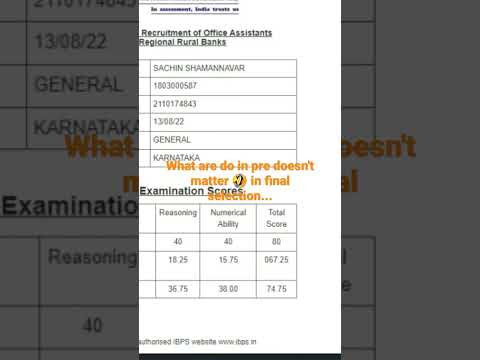 #4 #ibps #rrb clerk #pre #2022 #scorecard #Karnataka #how to get #marks pre #more than #cut off mark