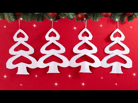 Cutting Paper Art Designs for Christmas Decoration 🎄 How to make a paper Christmas trees with heart