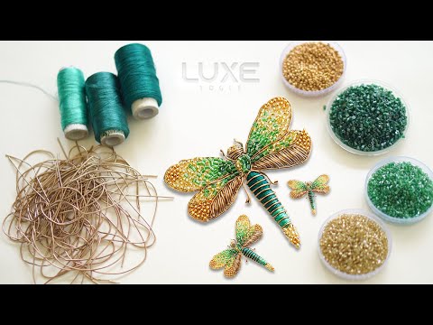 DIY Shimmering Metallic and Bead Embroidered Dragonfly #embroidery #handembroidery #viralvideo