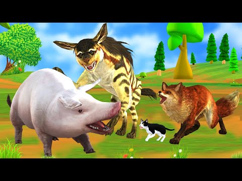 बिल्ली लोमड़ी और लकड़बग्घा Hindi Kahaniya - Hindi Animated Stories 3d - Panchatantra Moral Stories