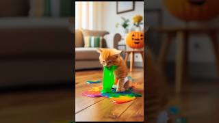 The kitten Who Threw Up GREENSLIME -COFFINDANCESONGCOVER  #cattales #cat#catcartoon#funny#catshorts