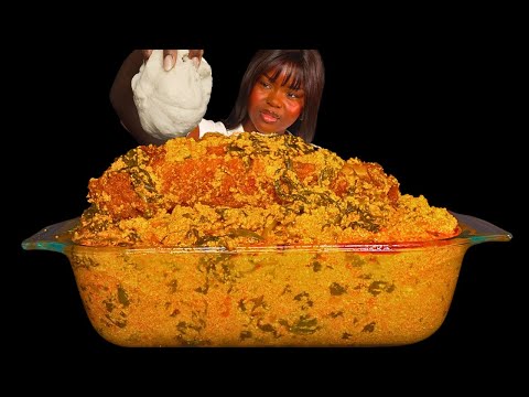 ASMR FUFU (POUNDO) & EGUSI SOUP MUKBANG (No talking) Nigerian food |Eating Sounds| Vikky ASMR