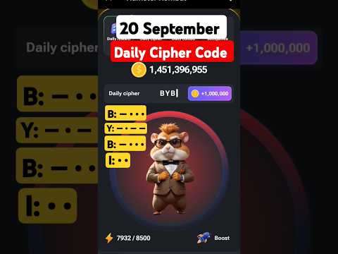 #20 September Cipher Code Hamster Kombat Today daily reward Delhi cyber code Daily Combo #shorts