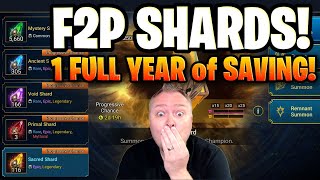 ONE FULL YEAR OF SAVING SHARDS F2P!  PULLL EVERTHING!!!!  Raid: Shadow Legends