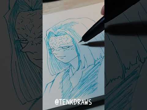 Drawing anime with fountain pen #kagaya #demonslayer #shorts