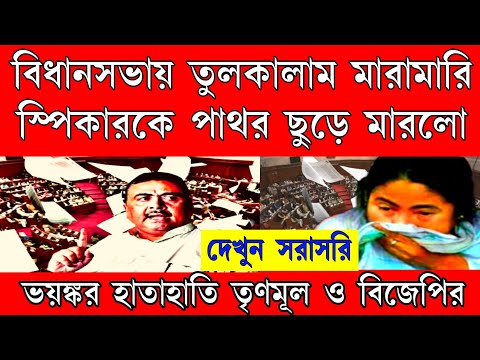 স্পিকারকে পাথর ছুড়ে মারলো, বিধানসভায় তুলকালাম মারামারি বিজেপি vs তৃণমূলের । বড়ো খবর