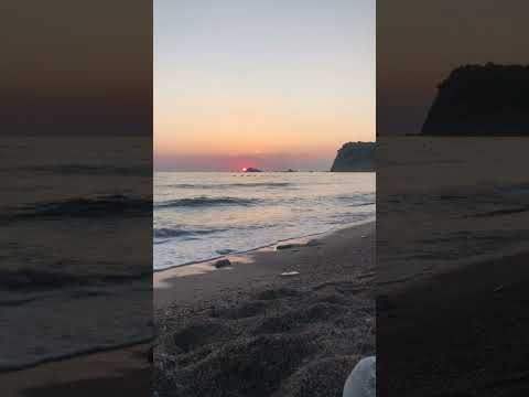 Beautiful sunset view at Buljarica beach in Montenegro filled with relaxing sounds of the sea.