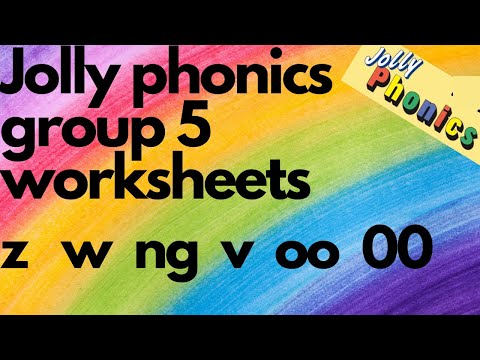 JOLLY PHONICS PHASE 1 | Group 5 | DIGITAL worksheet LKG, UKG, toddlers, z w v ng oo 00 words