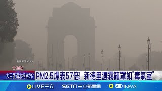 PM2.5爆表57倍! 新德里濃霧籠罩如"毒氣室" "毒霧"籠罩健康堪憂 民眾戴口罩減少外出│記者 黃瓊慧│國際焦點20241119│三立新聞台