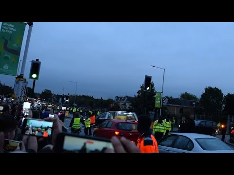 The Queen's Coffin & Convoy Leaving RAF Northolt