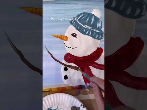 How to paint an easy snowman for beginners! 🎨☃ #tutorial #acrylicpainting #beginner #easypainting