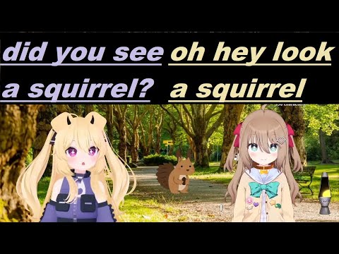 dog Neuro-Sama and cerber go to the park and see a squirrel