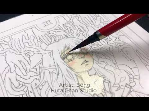 How To Draw " Three of  swords" Tarot Card | Huta Chan Studio