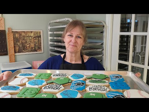 Wait!!  How Long Did That Baseball Cap Take??  Hockey, Baseball & Sneaker Birthday Cookies! #asmr