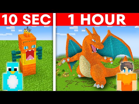 10 Seconds vs 1 Hour - Pokemon Build Challenge in Minecraft