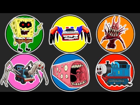 Spin Wheel Spongebob Exe, Police Car Eater, Creepy Banban, Thomas Lipan, Train Eater, Thomas Exe