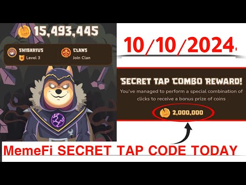 Memefi Secret Reward Combo Today 10/10/2024 Memefi 2,000,000 Coins Code