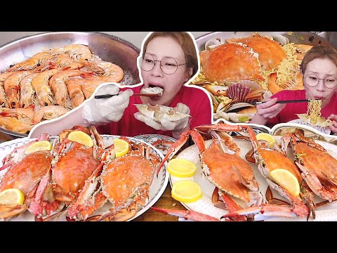 제철 꽃게 3kg+제철 새우 1kg 먹고 해물라면까지 먹방 241016/Mukbang, eating show