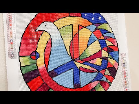 Completed Rainbow Peace Dove Circle | DIAMOND ART CLUB