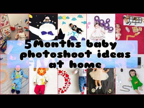 5 months baby photoshoot ideas at home easily l Beautiful Monthly baby photoshoot ideas l