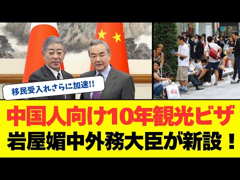 【アタオカ】岩屋媚中外務大臣が中国人向けに10年観光ビザを新たに創設！