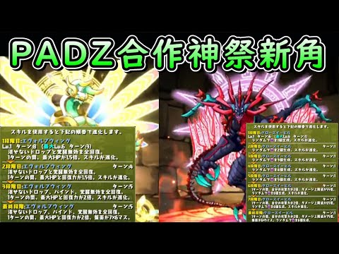 【パズドラ】PADZ合作神祭，新角色能力公開！超級多段的進化技能，光屬暴力型複合式解狀態角&暗屬CD1產珠角登場！【PAD/龍族拼圖】