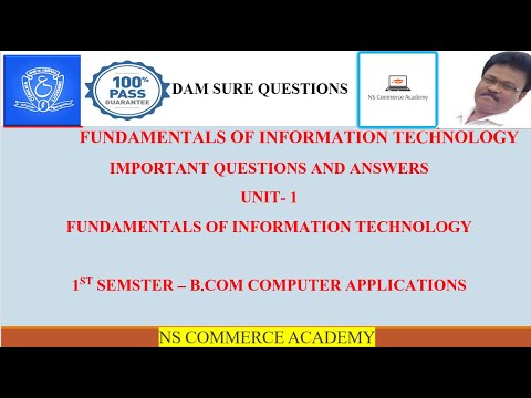 FIT UNIT=1 IMP - FIT - 1ST SEMESTER - B.COM COMPUTER APPLICATIONS - O.U