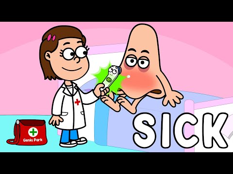 Sick Song | Cartoon for Kids | Nursery Rhymes | Healthy Habits | Genki Park | Be ill Song Toddlers