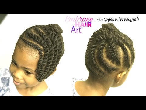 Natural Hair Kids Easy Two Strand Flat Twist Updo