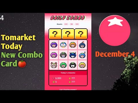 Tomarket Daily Combo Today|Tomarket New Combo 4 December |Tomarket secret combo today #tomarketapp