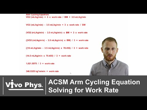 ACSM Arm Cycling Equation Solving for Work Rate