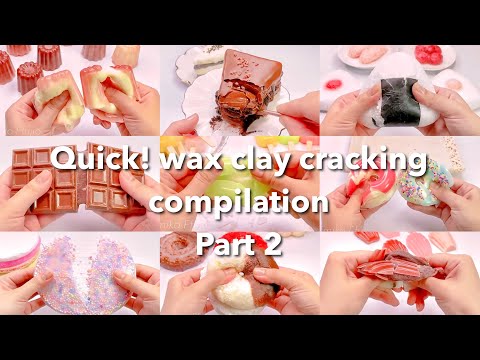 【ASMR】飽き性の人向け！5分で100個以上のパキパキスライムまとめパート2【音フェチ】Quick! wax clay cracking compilation part 2