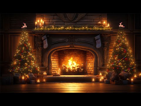 🎄Christmas by the Cozy Fireplace 🔥Crackling Fire Sounds | Yuletide Fireplace